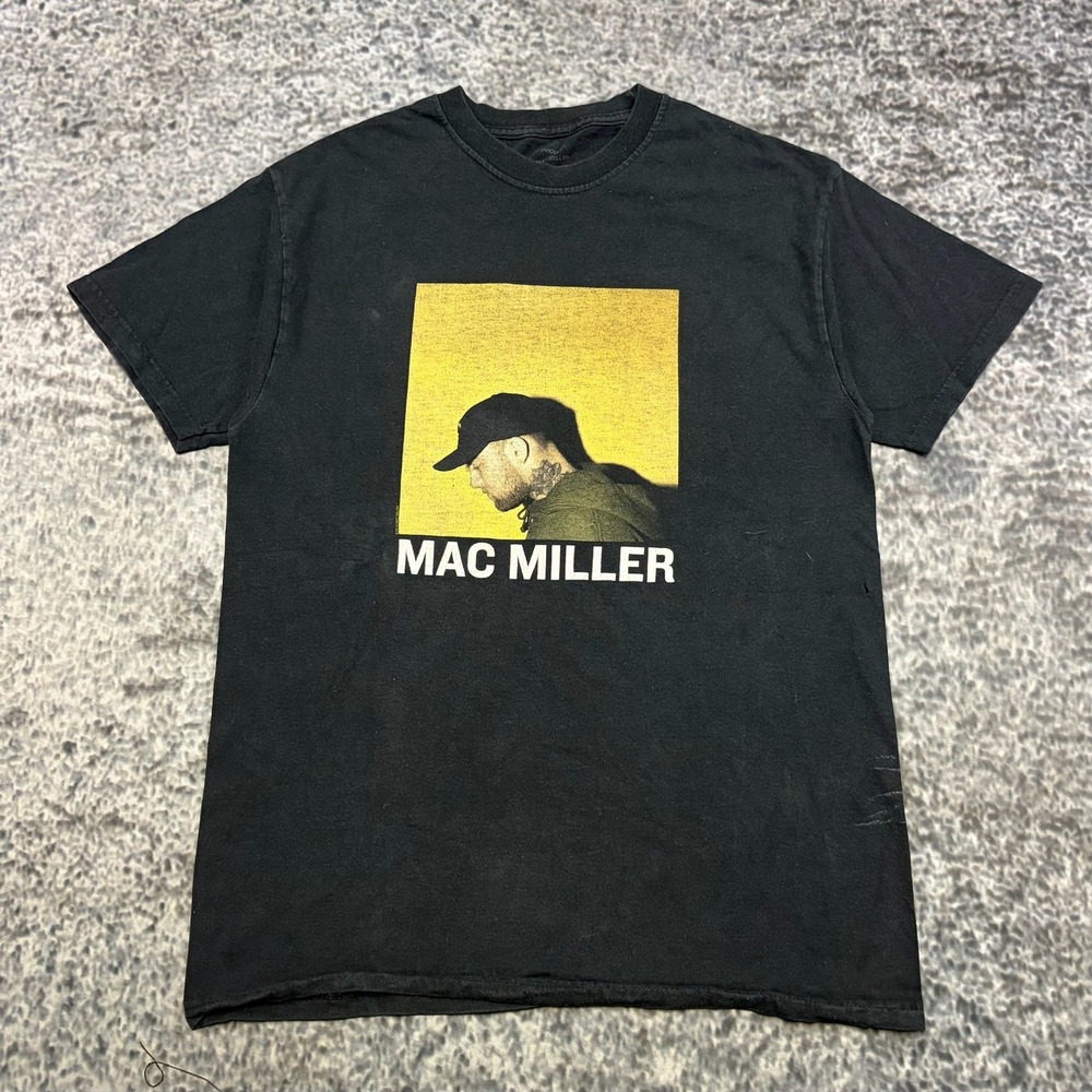 Mac Miller T Shirt Mens Medium Black Side Profile Portrait Music